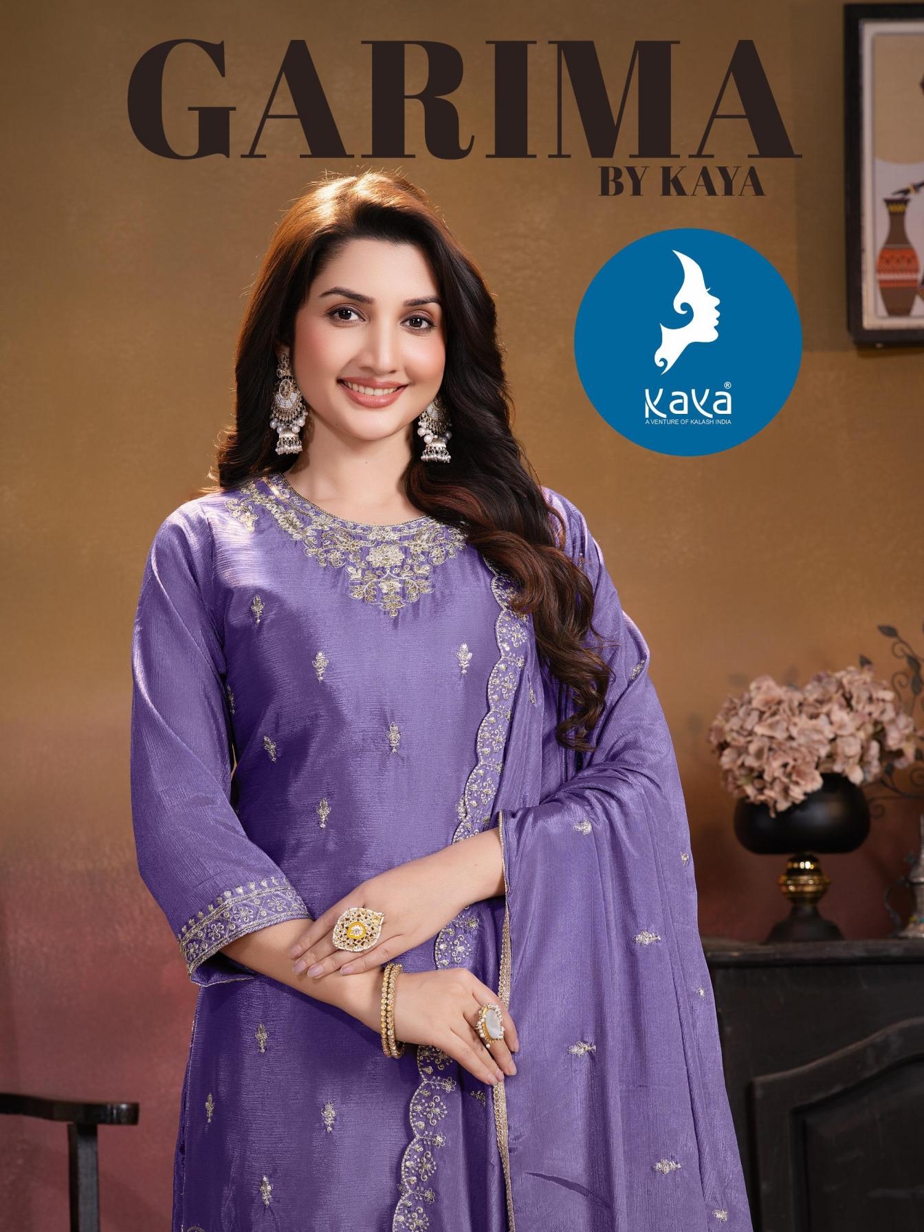 kaya garima series 01 to 06 chinon readymade classic big size plazzo suit in wholesale surat