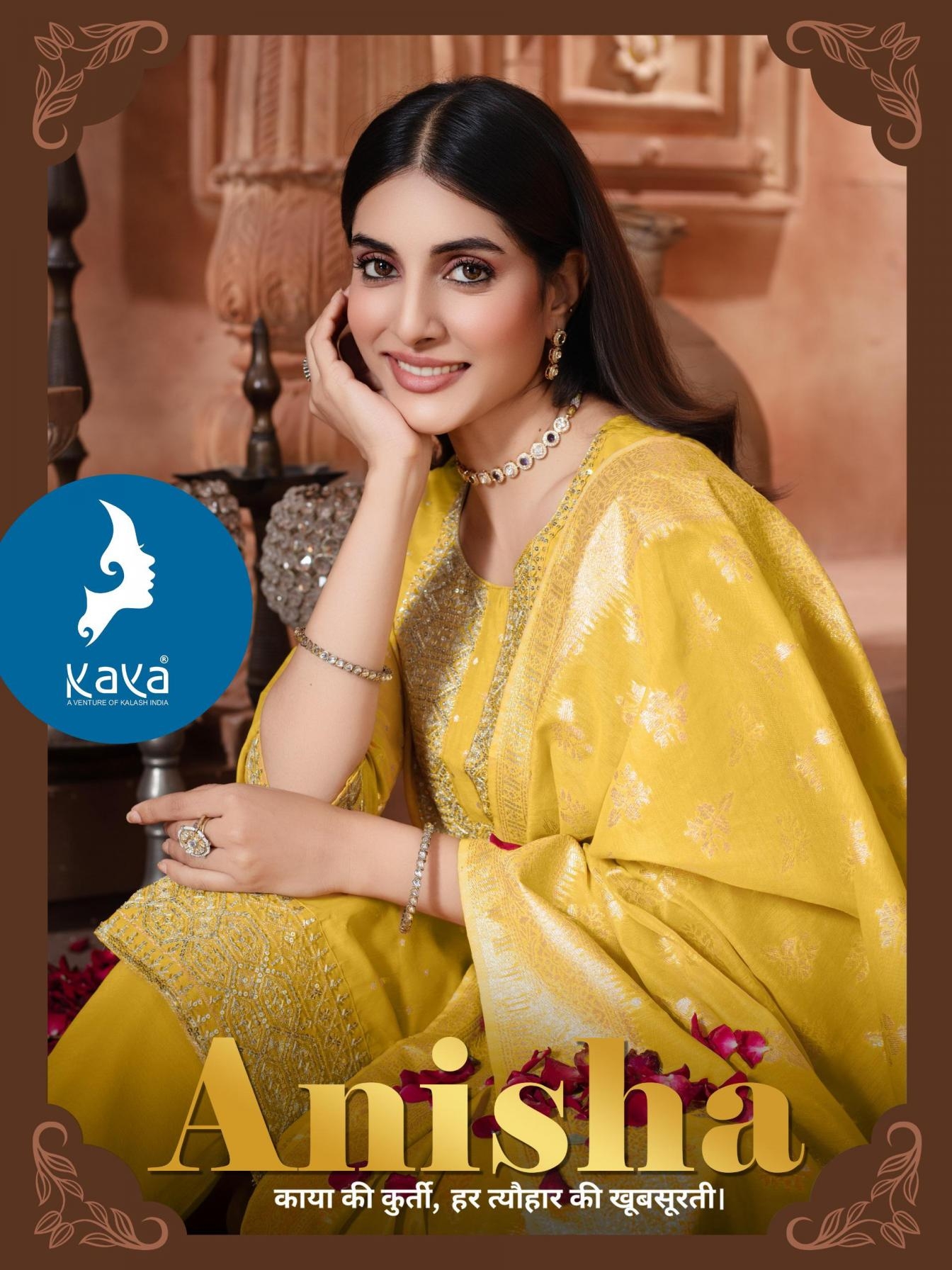 kaya launch anisha series 01 to 06 chanderi jacquard readymade pretty suit in wholesale surat
