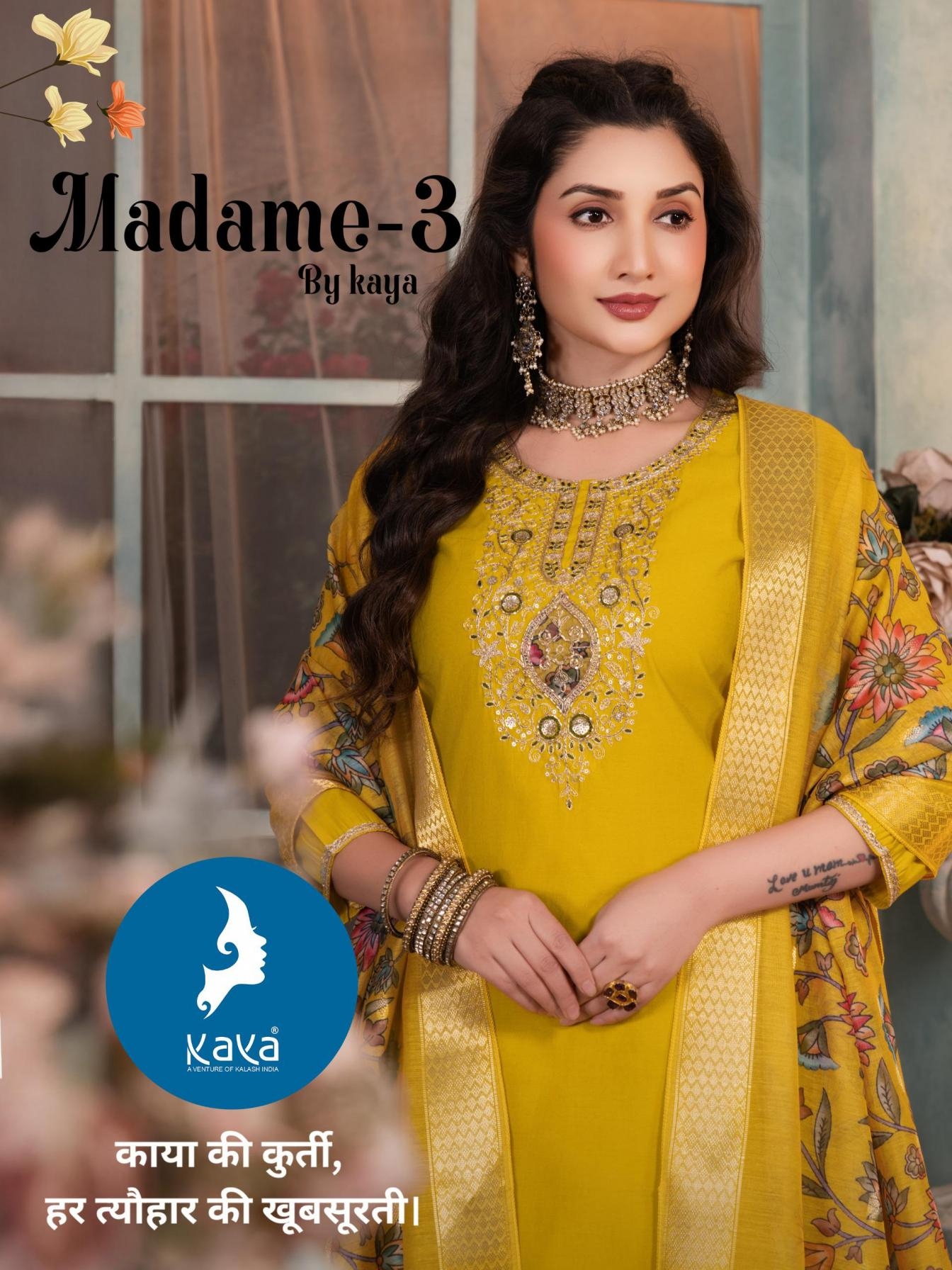 kaya madame vol 3 series 01 to 06 roman silk readymade pretty suit in wholesale surat