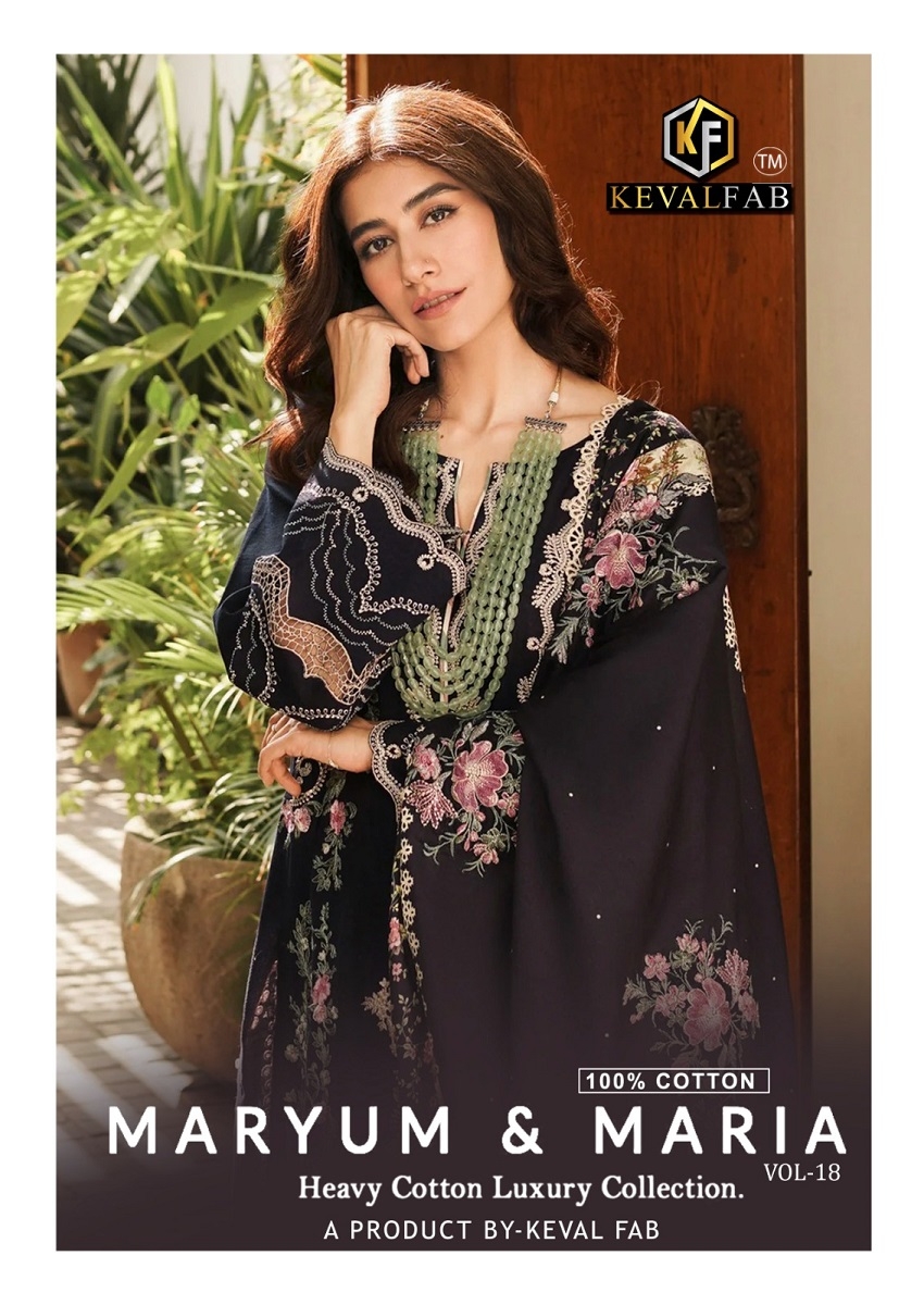 Keval Maryum Maria Vol-18 series 18001 to 18006 Pure Heavy Cotton Printed Karachi style salwar kameez in wholesale surat