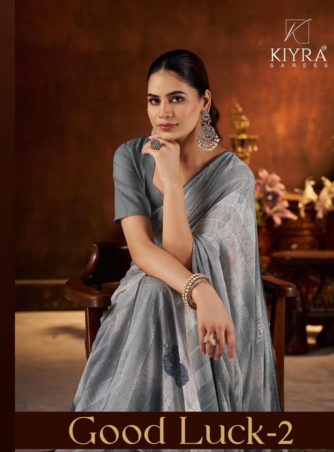 kiyra goodluck vol 2 series 1001 to 1006 fancy weightless kundan saree in wholesale surat
