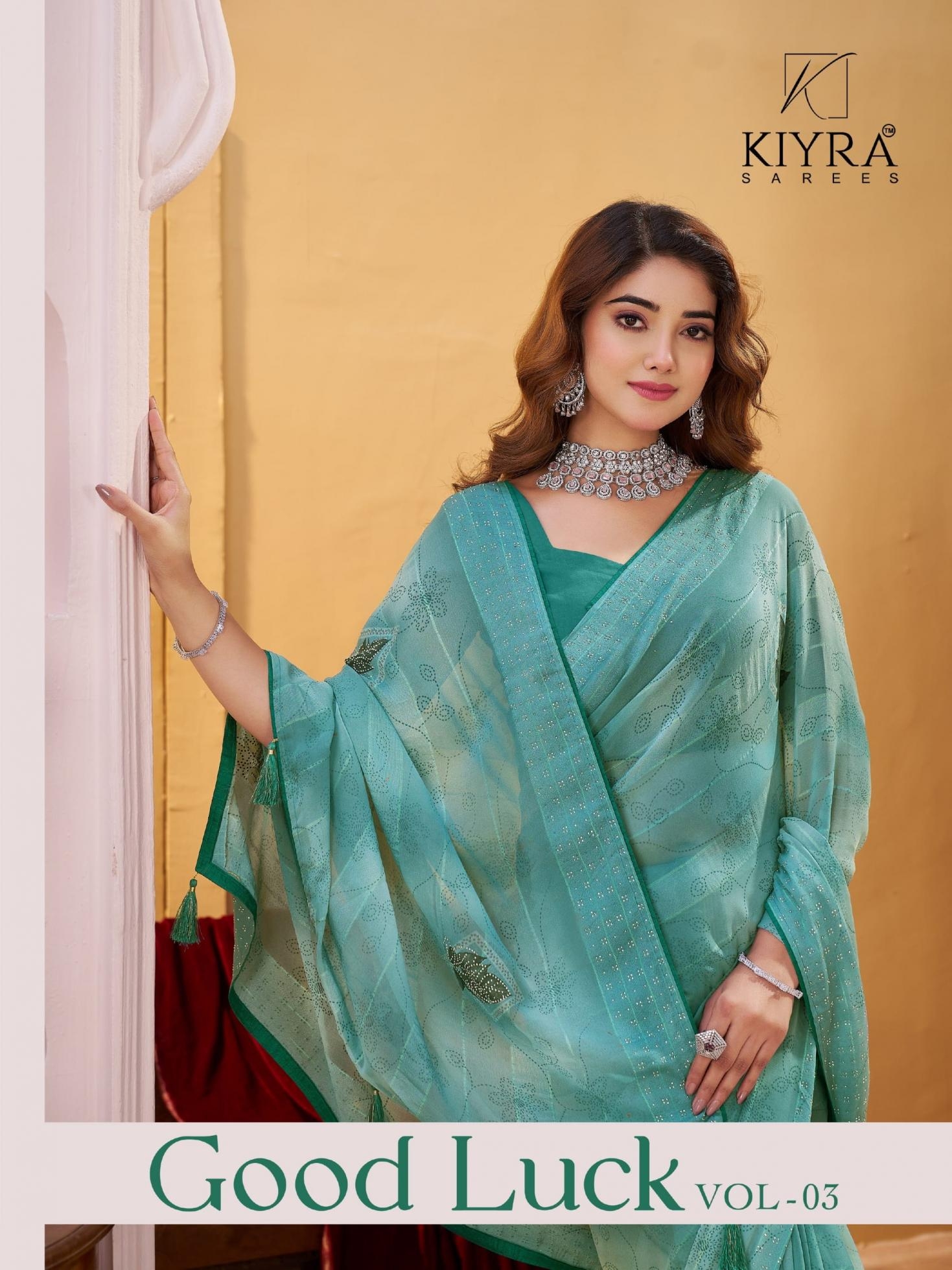 kiyra goodluck vol 3 series 1001 to 1006 hit design weightless kundan sarees in wholesale surat