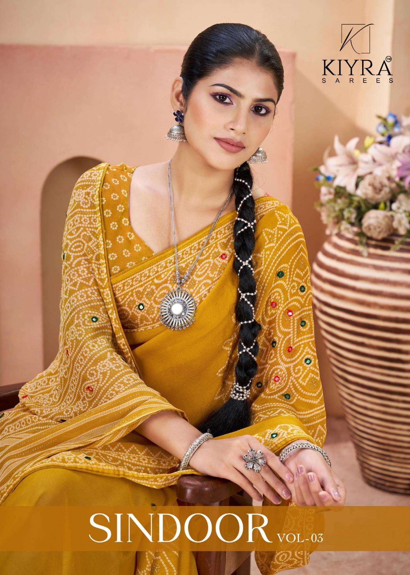 kiyra sindoor vol 3 series 1001 to 1006 moss silk elegant style saree in wholesale surat