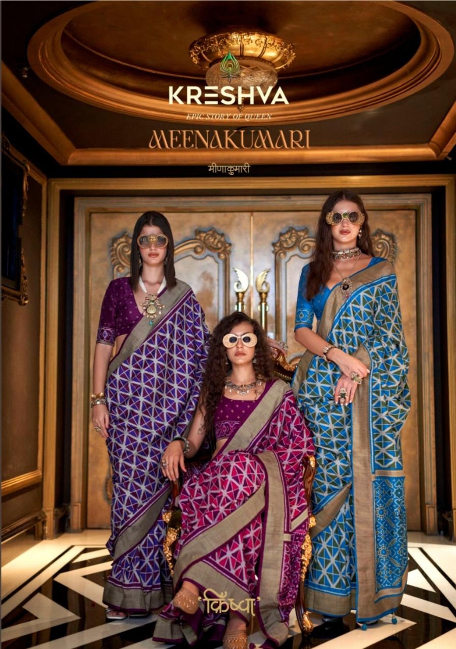 kreshva meenakumari series 4122 TO 4127 silk hit design best rate saree in wholesale surat