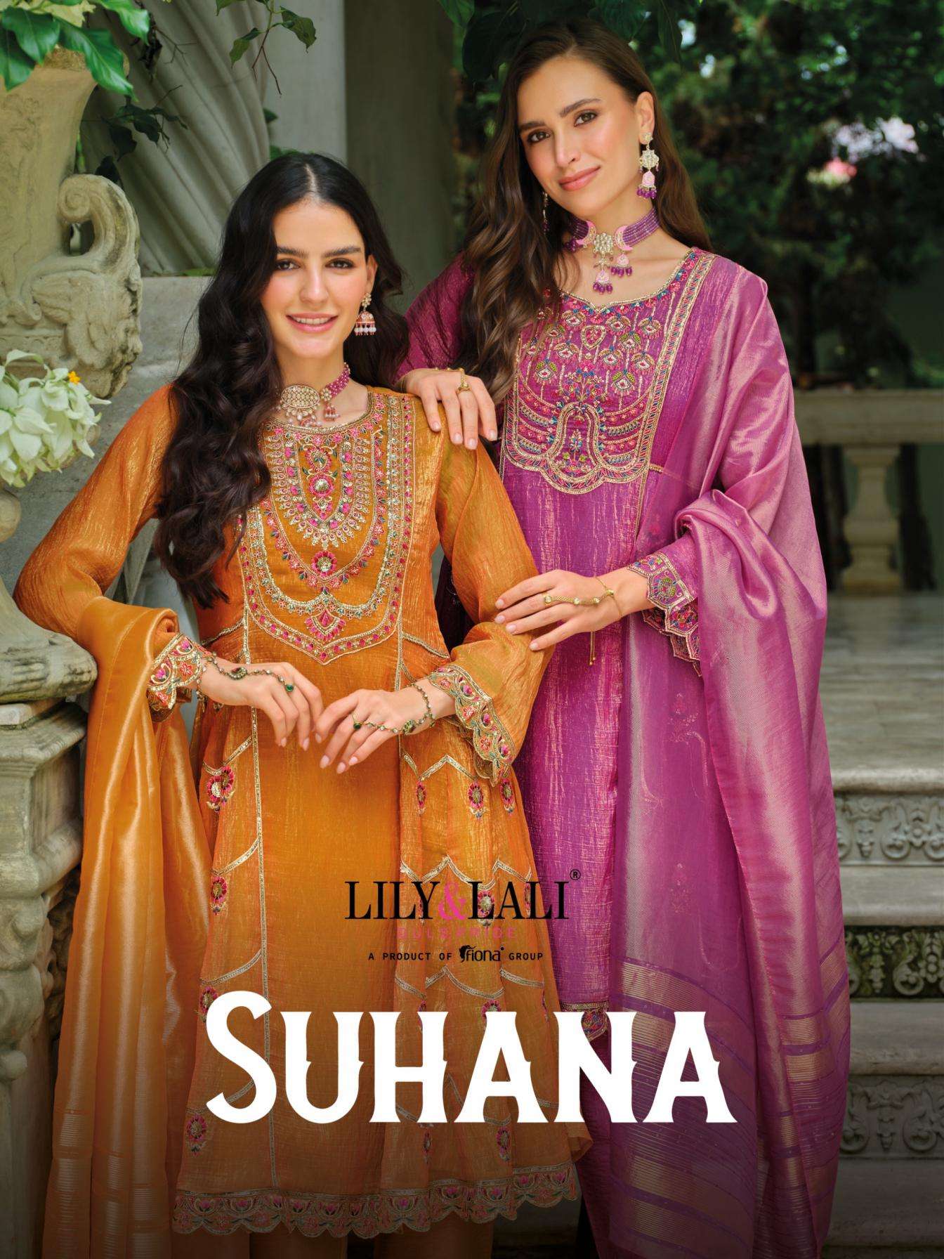 lily & lali suhana series 27621 to 27624 attractive simmer silk readymade suit in wholesale surat