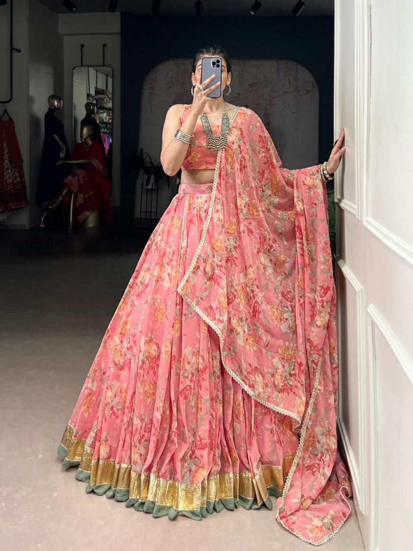 lnb1672 chiffon floral print readymade navratri lehenga choli in wholesale surat