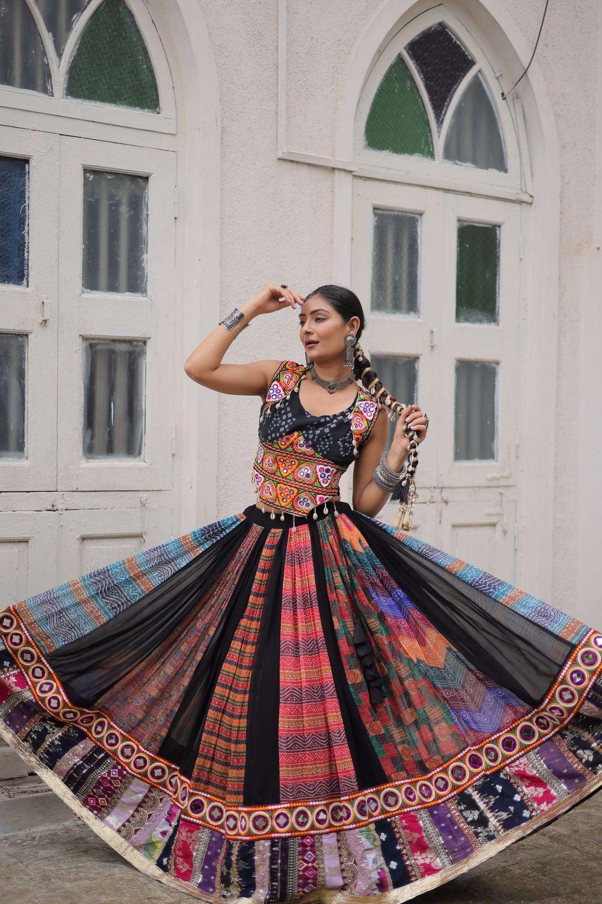lw 7135 half saree georgette readymade navratri lehenga choli in wholesale surat