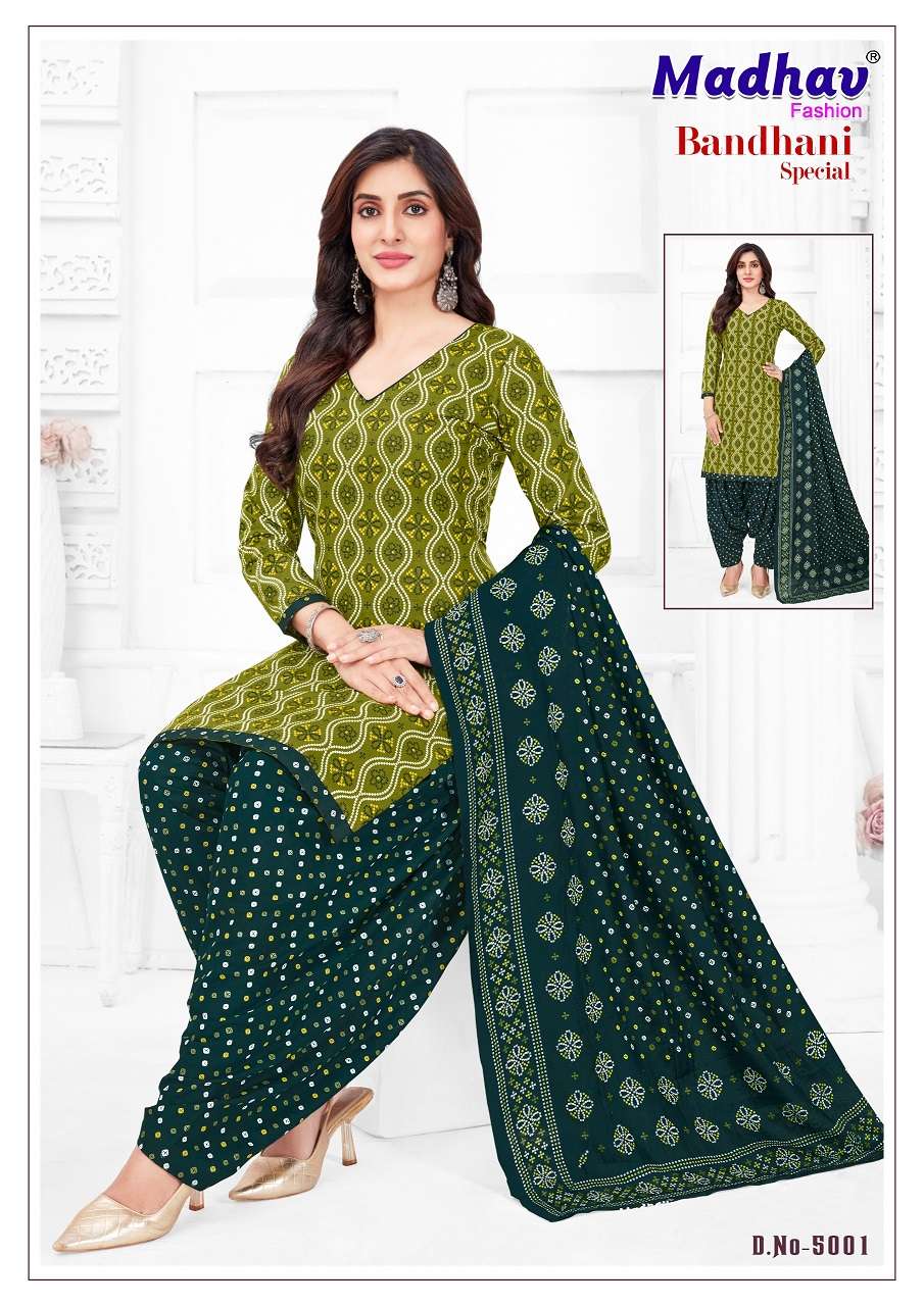Madhav Bandhani Vol-5 series 5001 to 5010 Pure Heavy Cotton Print salwar kameez in wholesale surat