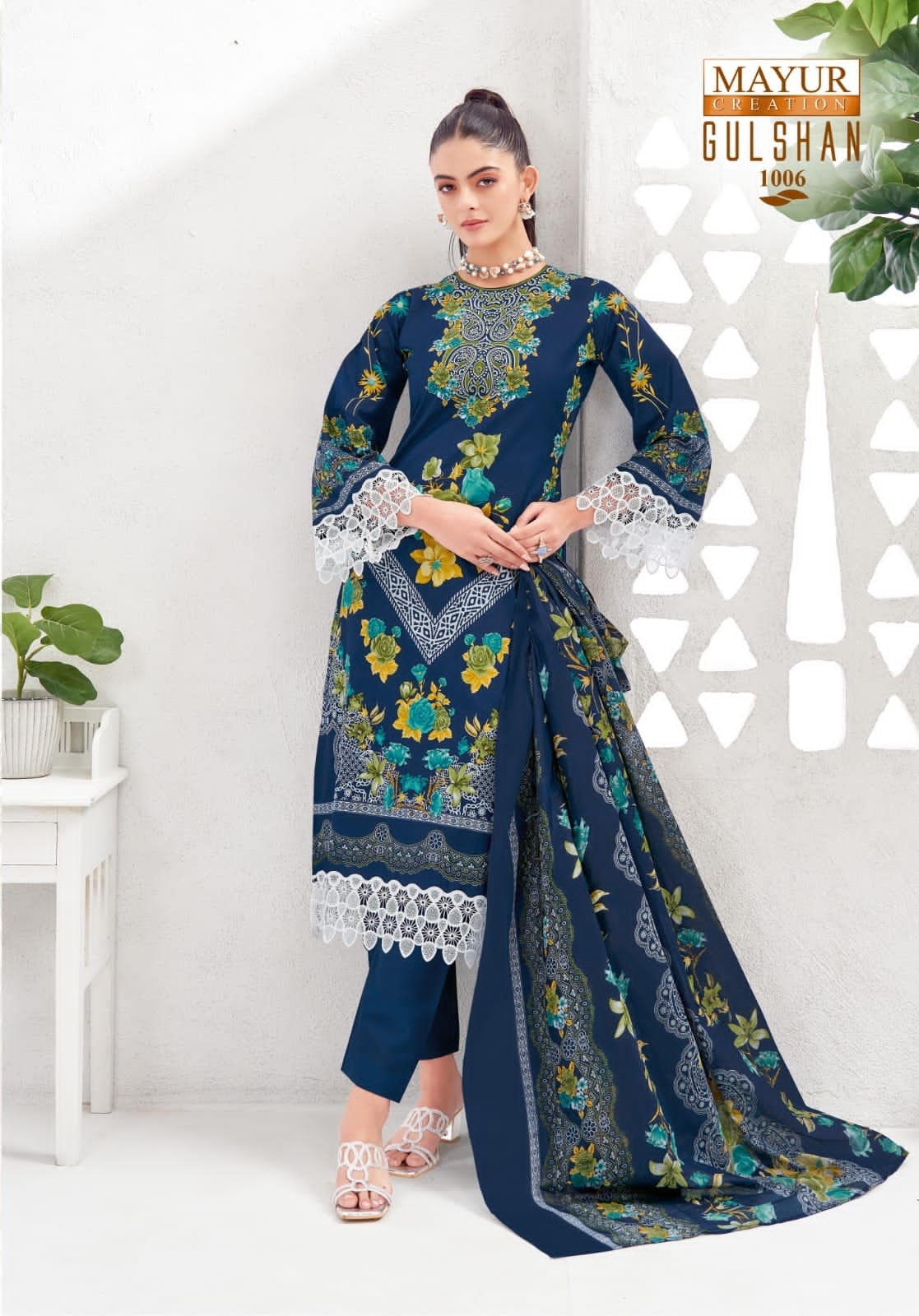 Mayur Gulshan Vol-01 series 1001 to 1008 Pure Cotton Printed Karachi style salwar kameez in wholesale surat