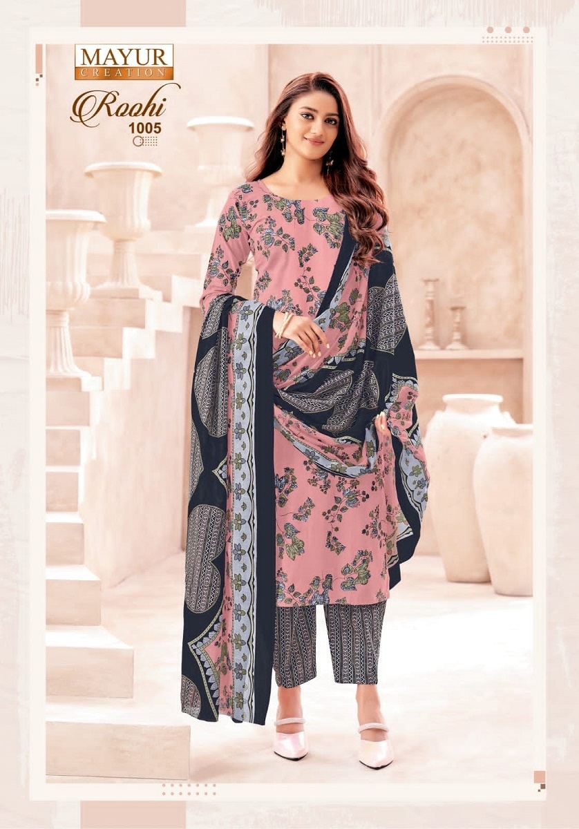 Mayur Roohi Vol-1 series 1001 to 1010 Pure Cotton Printed salwar kameez in wholesale surat