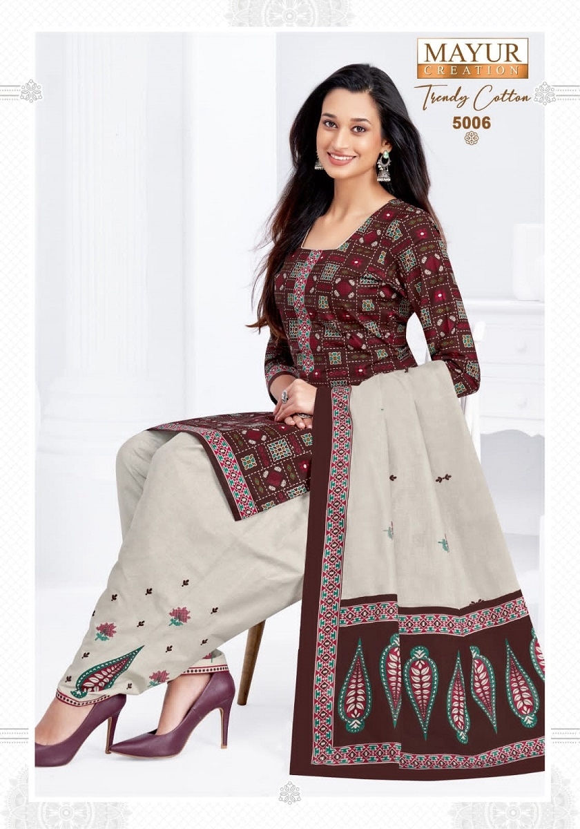 Mayur Trendy Cotton Vol-5 series 5001 to 5010 Pure Cotton Printed salwar kameez in wholesale surat