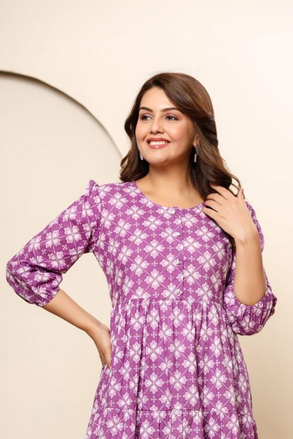 modern hit design cotton combo set readymade flair gown in wholesale surat