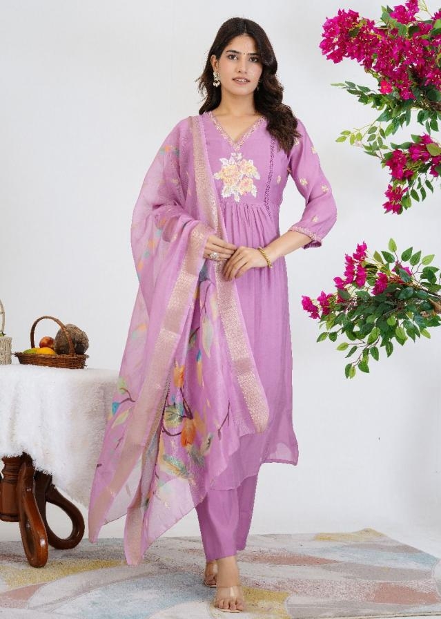 modern mul chanderi combo set readymade unique suit in wholesale surat