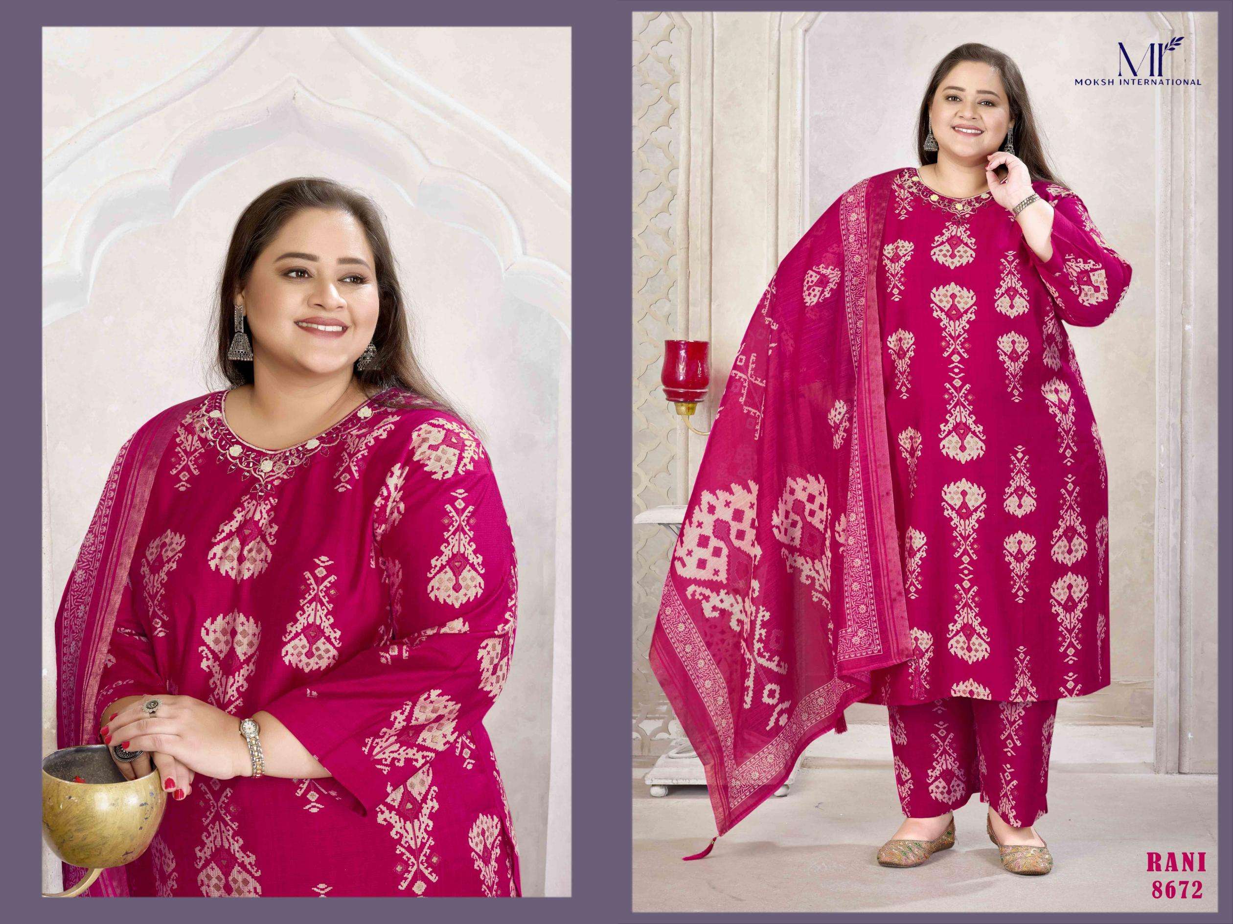 MOKSH PLUS SIZE GLORY VOL-3 series 8672 to 8674 suit in wholesale surat