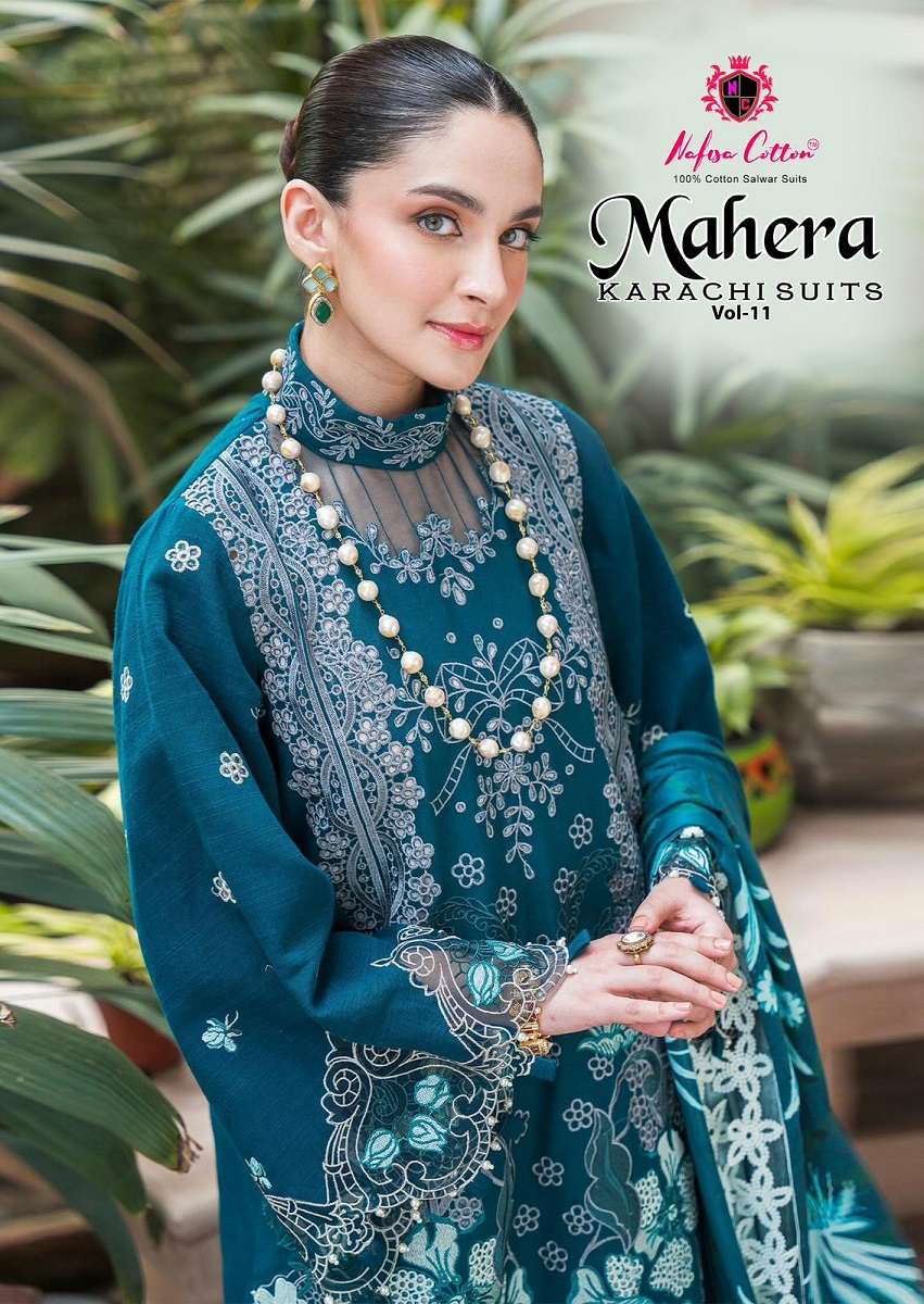 Nafisa Mahera Vol-11 series 11001 to 11006 Soft Cotton Printed salwar kameez in wholesale surat
