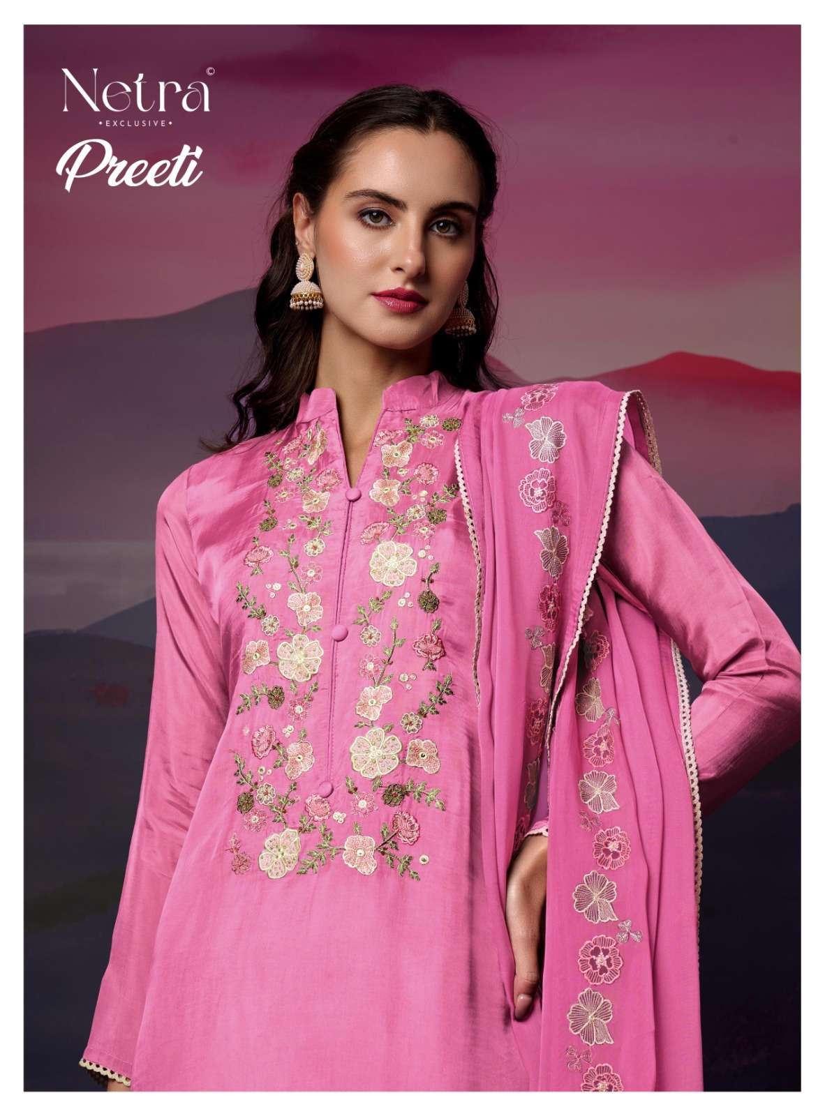 Netra Preeti series 1132A to 1132E Pure Bemberg Silk Exclusive Suit in wholesale surat