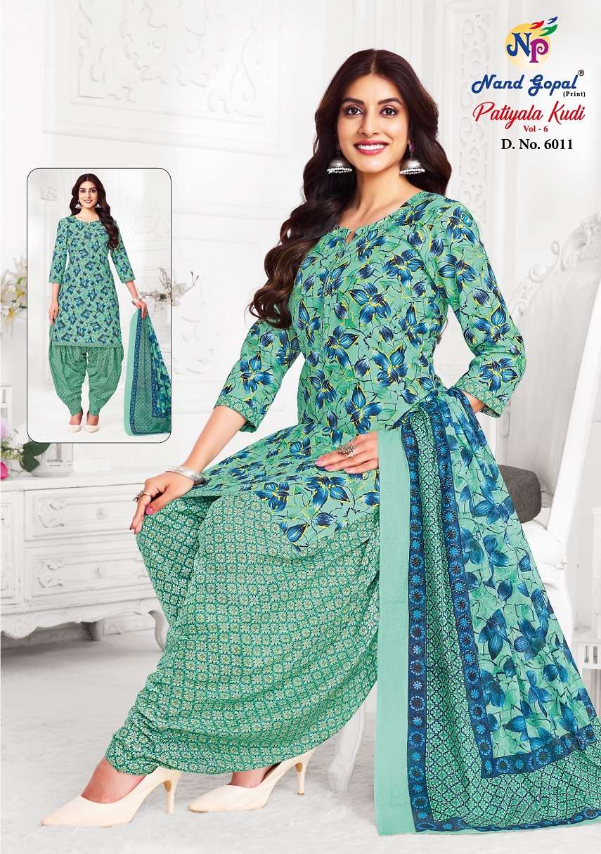 Ng Patiyala Kudi Vol-6 series 6001 to 6012 Pure Cotton Print salwar kameez in wholesale surat