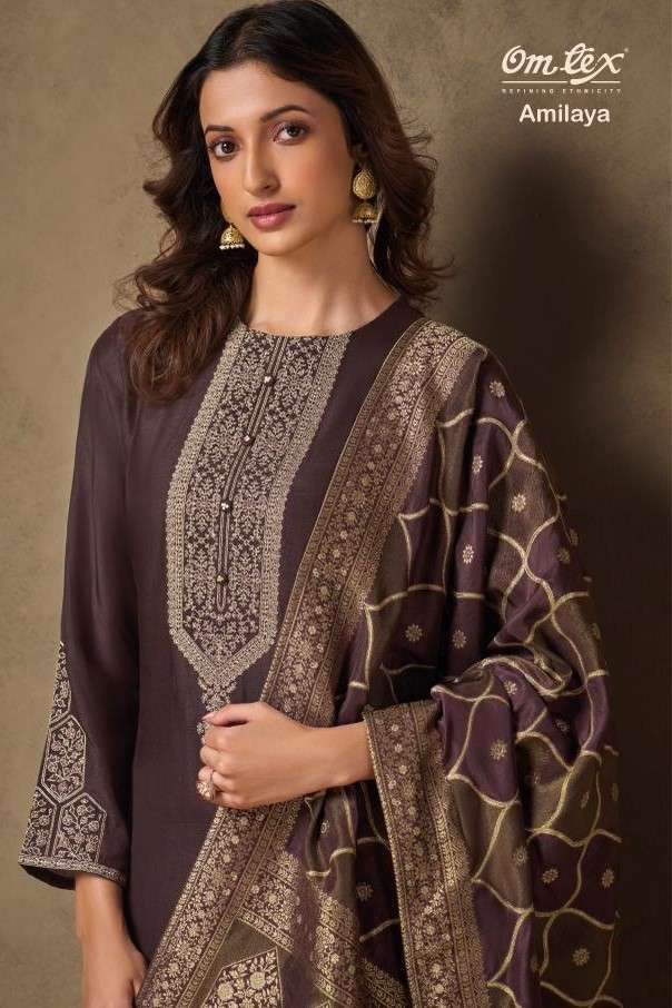 Omtex Amilaya 8601 Latest Designer rubina silk embroidery salwar kameez in wholesale surat