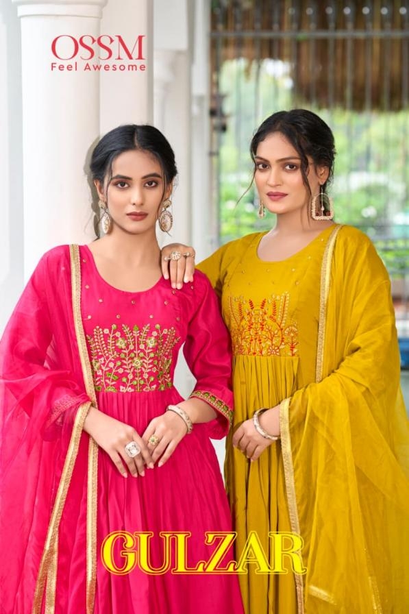 ossm gulzar series 1001 to 1006 viscose roman silk pretty readymade suit in wholesale surat
