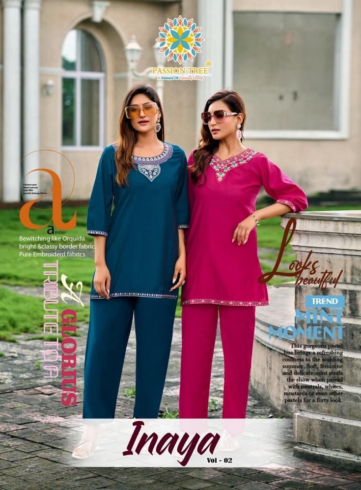 passion tree inaya vol 2 series 2001 to 2008 vetican silk stylish readymade plus size co-ord sets in wholesale surat