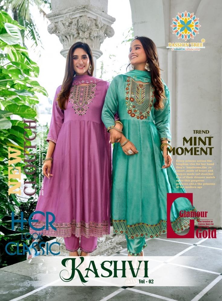 passion tree kashvi vol 2 series 2001 to 2008 readymade anarkali vichitra silk big size suit in wholesale surat