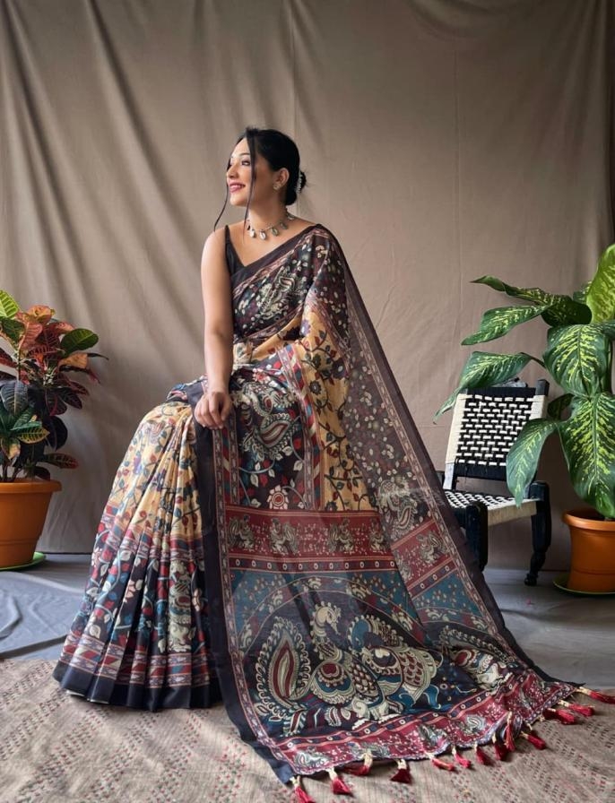 pr cotton kalamkari vol 2 pretty look fancy sarees in wholesale surat