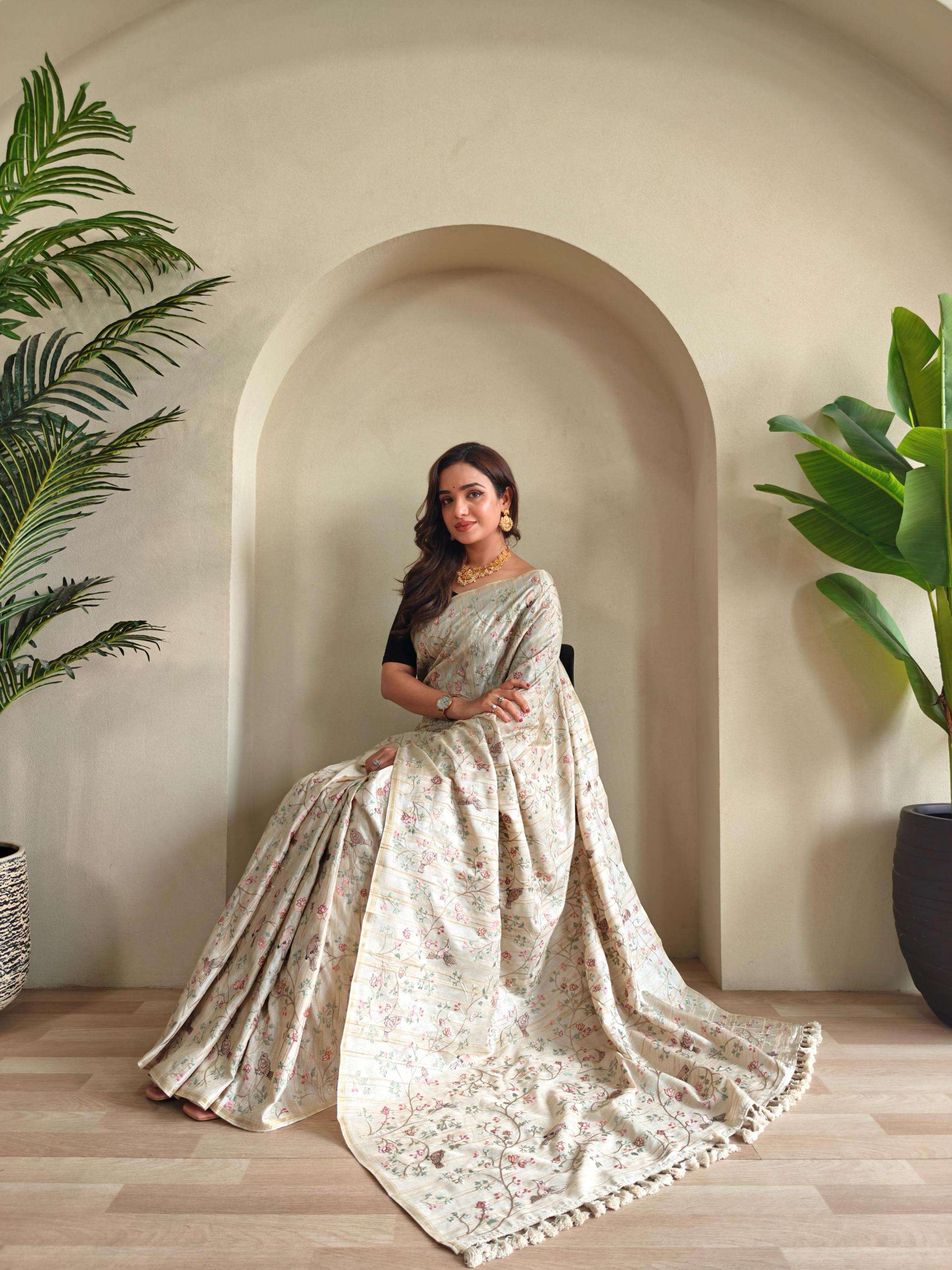 pr devika loom tussar gorgeous look sarees in wholesale surat