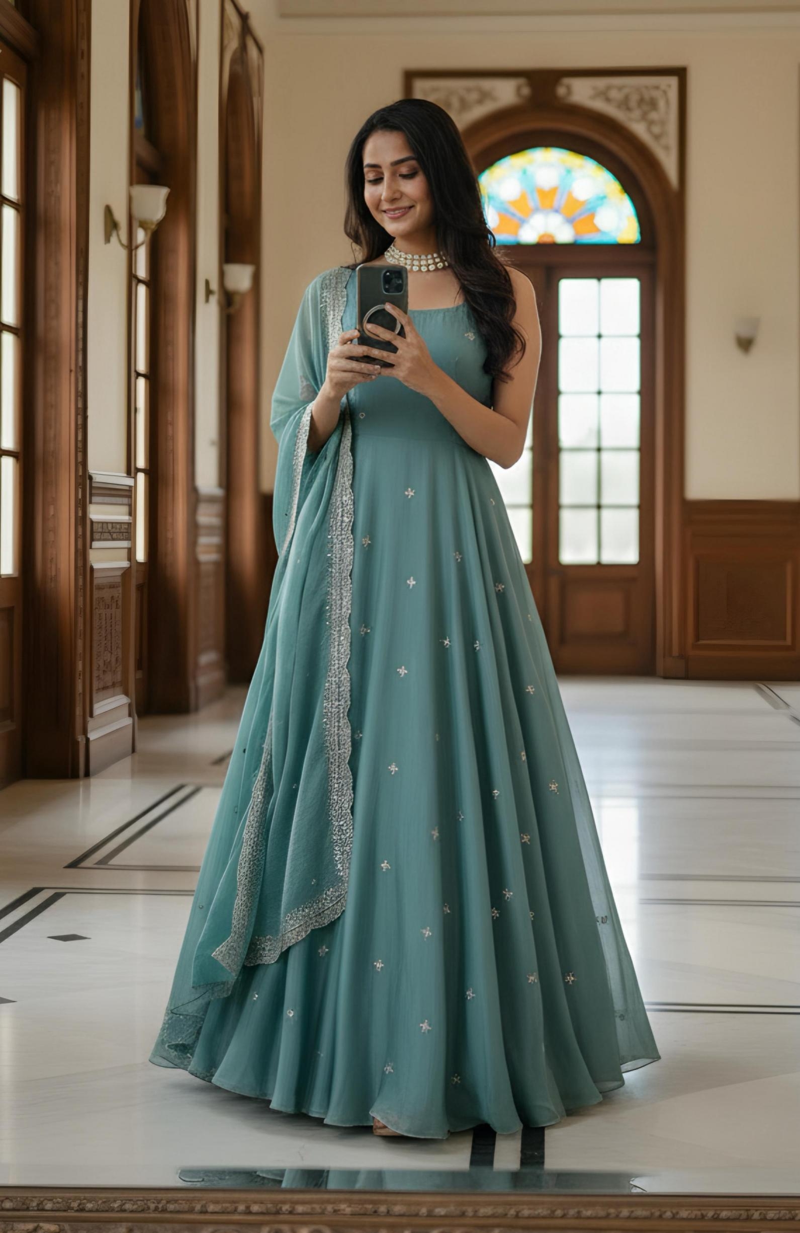 pr dvd 5095 readymade fandy satin anarkali style gown with dupatta in wholesale surat