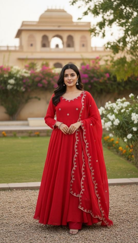 pr dvd 5136 vichitra silk readymade anarkali gown with dupatta in wholesale surat
