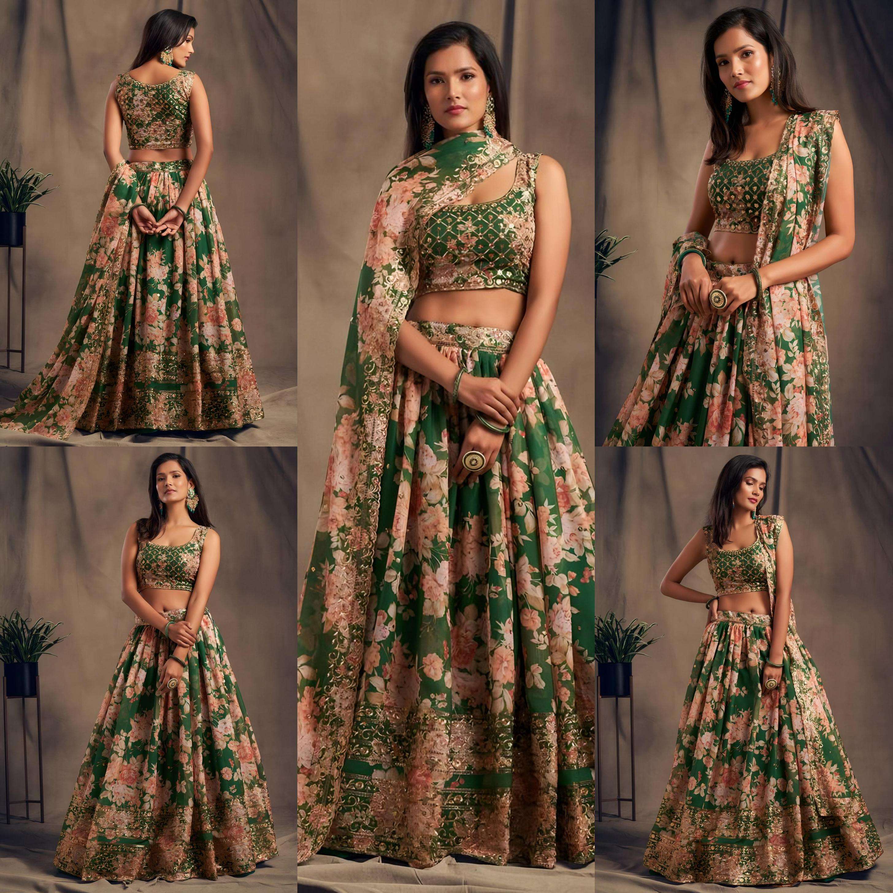 pr dvd 9202 tabby organza silk semi stitch lehenga unstitch choli lehenga in wholesale surat