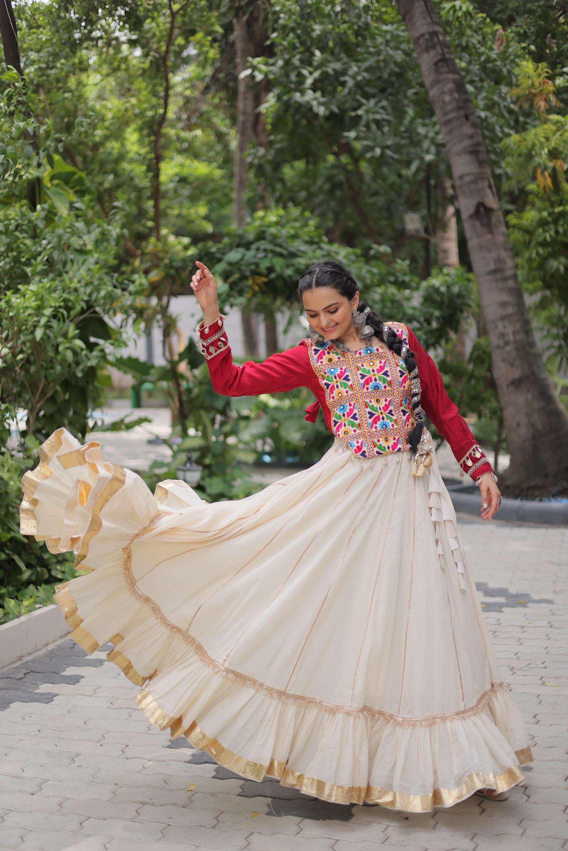 pr ka 5050 kora cotton classic readymade navratri lehenga choli in wholesale surat