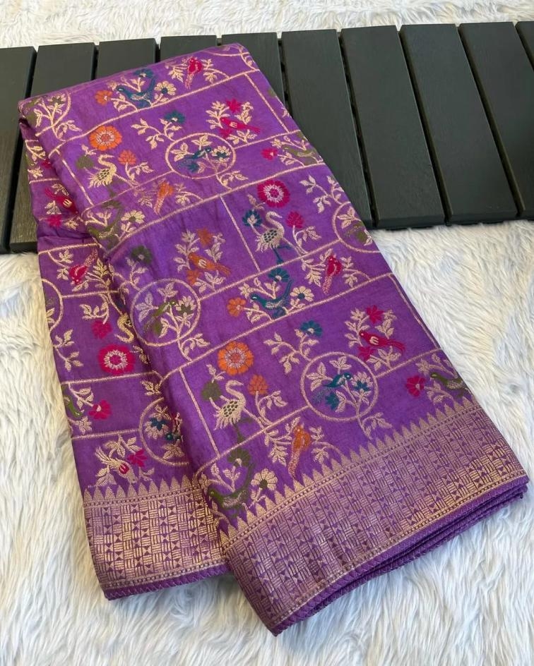 pr kc 337 elegant style russian cotton silk weaving saree in wholesale surat