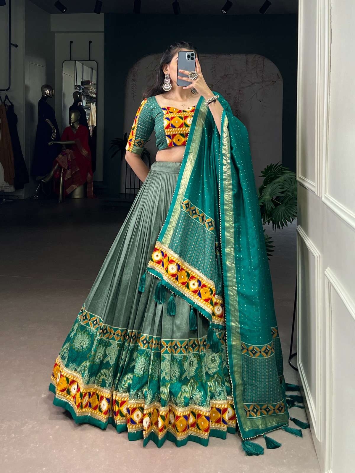 pr lnb series 1732 to 1734 tassar silk half saree readymade navratri chaniya choli in wholesale surat