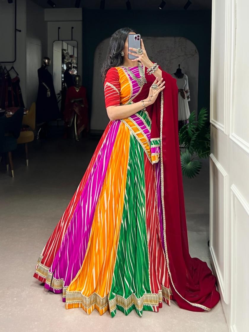 pr lnb1688 georgette readymade leheriya print navratri chaniya choli in wholesale surat