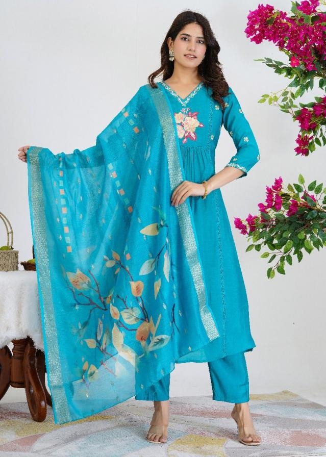 pr modern pretty look readymade mul chanderi combo suits in wholesale surat