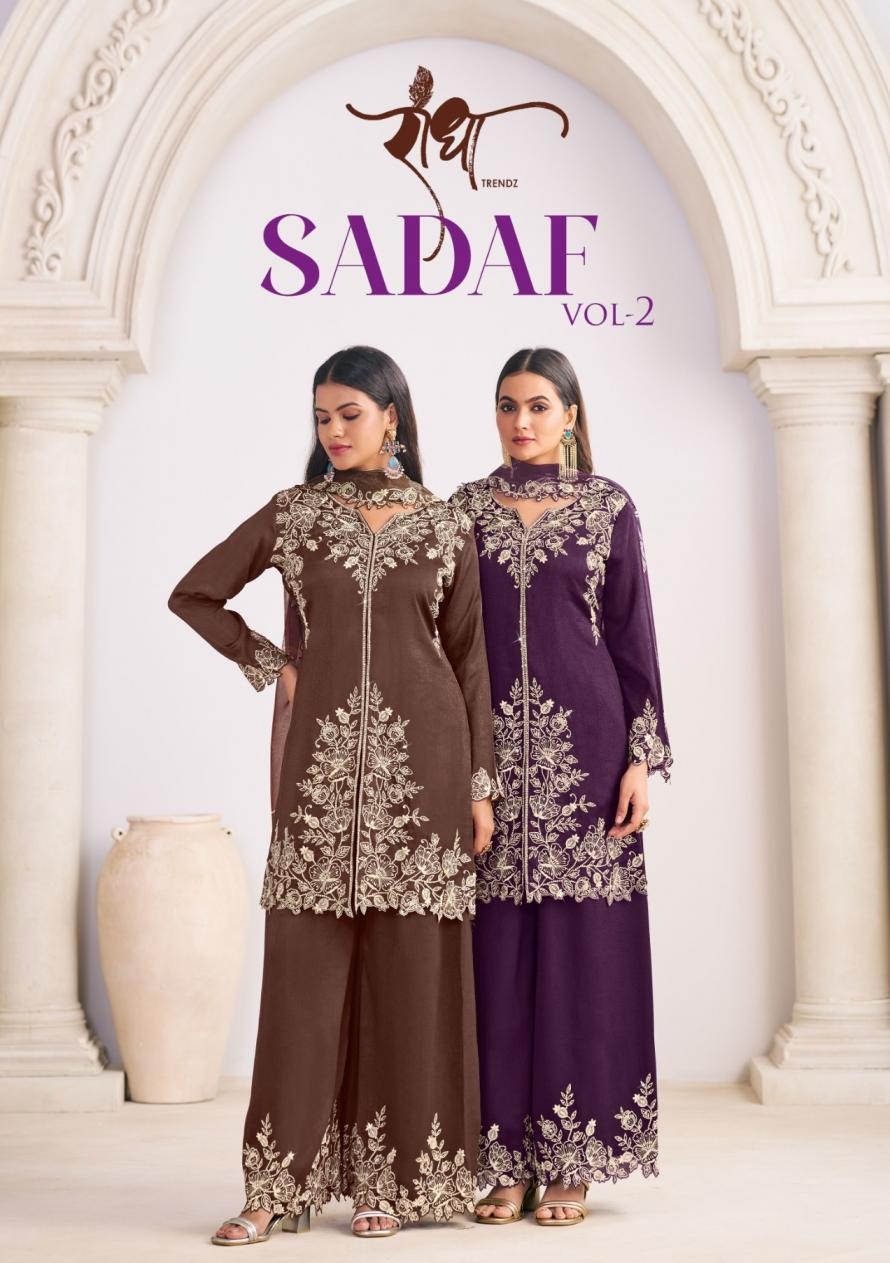 radha trendz sadaf vol 2 series 5061 to 5064 silk fashionable readymade plazzo kurti with dupatta in wholesale surat