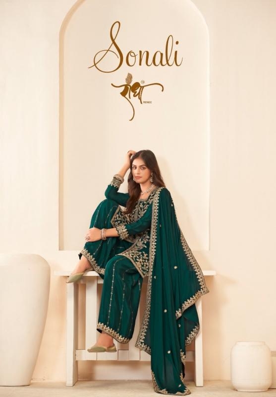 radha trendz sonali series 5011 to 5014 blooming chinon readymade amazing plazzo suit in wholesale surat