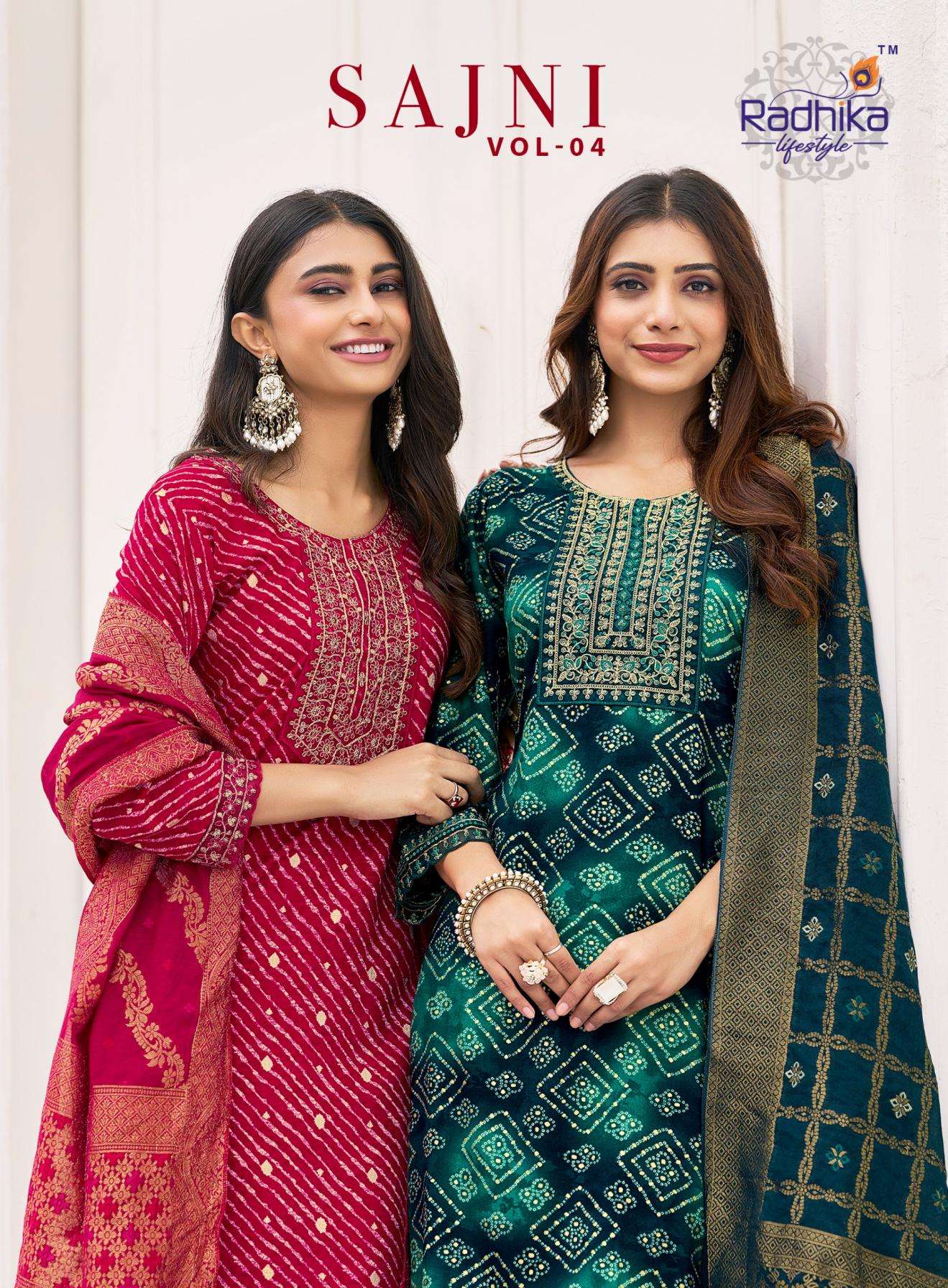 radhika lifestyle sajni vol 4 series 4001 to 4006 amazing rayon readymade big size suit in wholesale surat