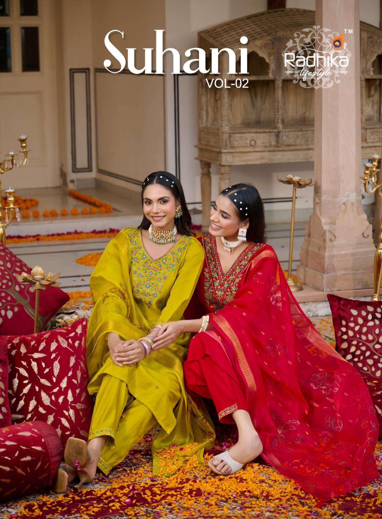radhika lifestyle suhani vol 2 series 2001 to 2006 amazing vertican silk full stitch plus size suit in wholesale surat
