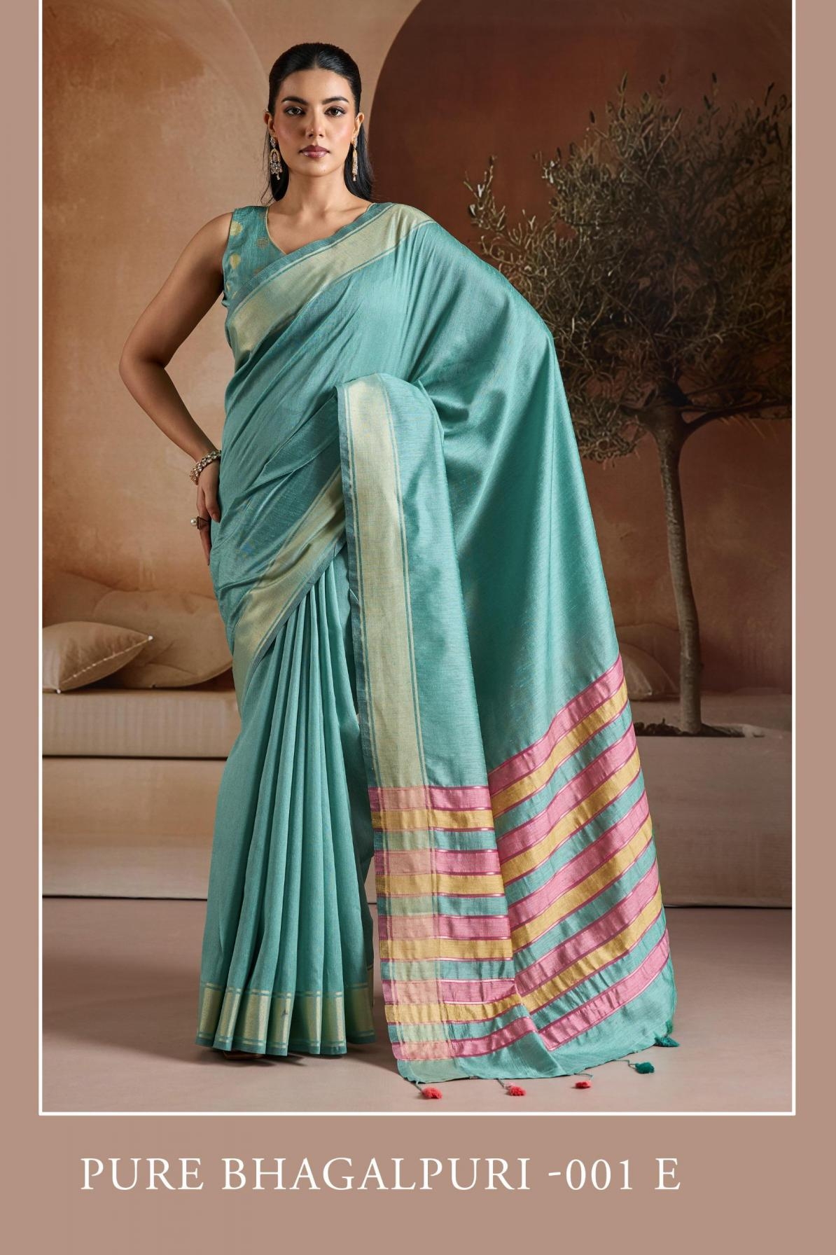 rajtex pure bhagalpuri series 001A-001G handwoven hit design saree in wholesale surat