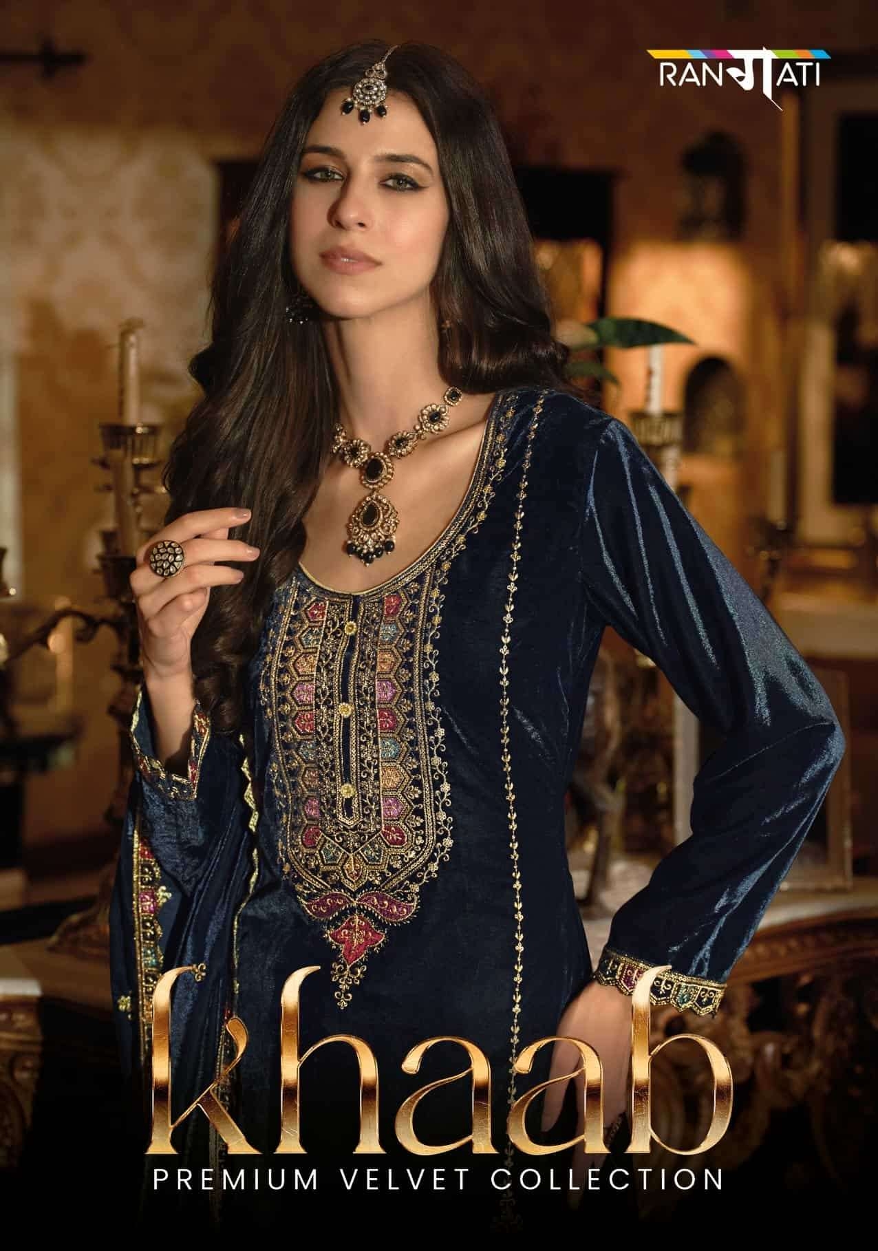 Rangati Prints Khaab series 01 to 04 plush velvet with embroidery Designer Suit in wholesale surat