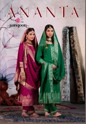 rangoon ananta series 5821 to 5824 jacquard bandhej readymade suit in wholesale surat