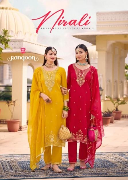 rangoon nirali series 10121 to 10124 readymade chiffon womens indian salwar kameez in wholesale surat