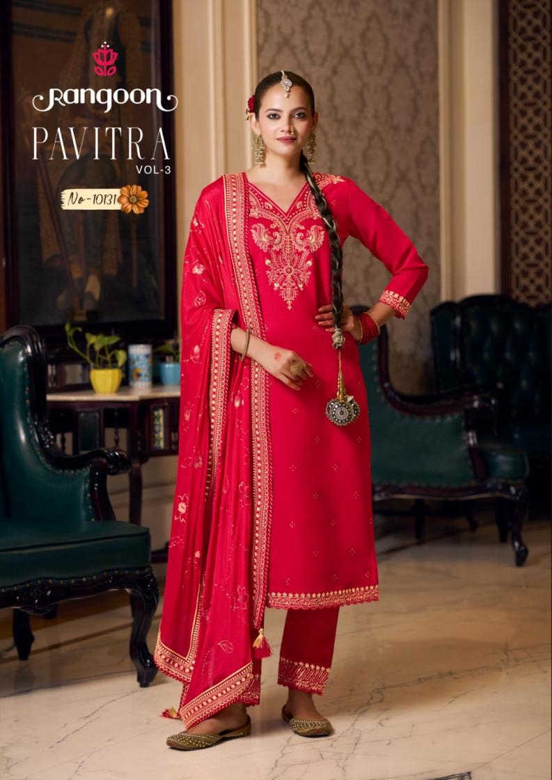 rangoon pavitra vol 3 series 10131 to 10132 silk karwa festive look readymade salwar kameez