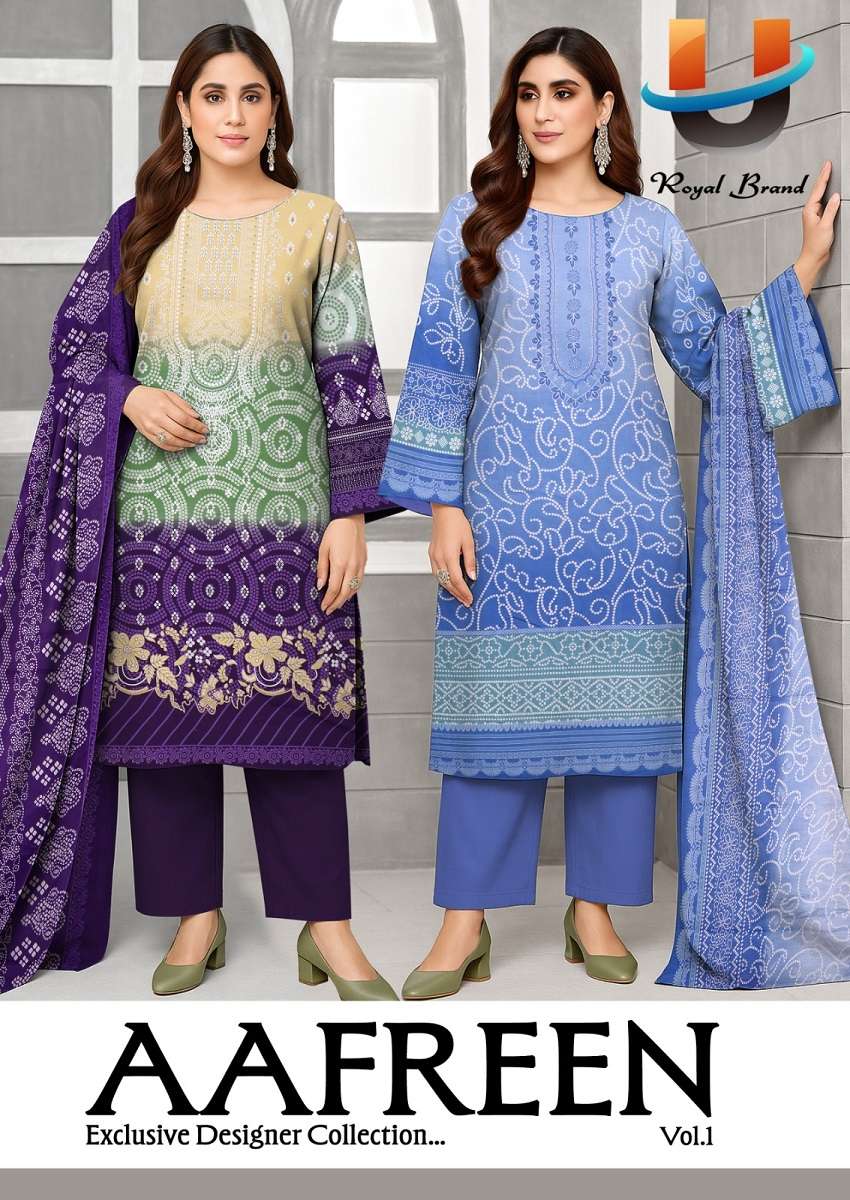 Royal Aafreen Vol-1 series 1001 to 1008 Soft Cotton Printed salwar kameez in wholesale surat