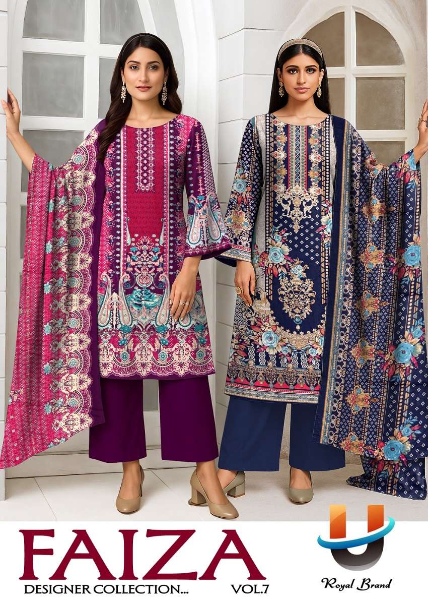 royal Faiza Vol-7 series 7001 to 7008 Soft Cotton Printed salware kameez in wholesale surat