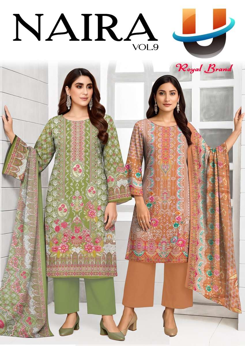 Royal Naira Vol-9 series 9001 to 9008 Soft Cotton Printed salwar kameez in wholesale surat
