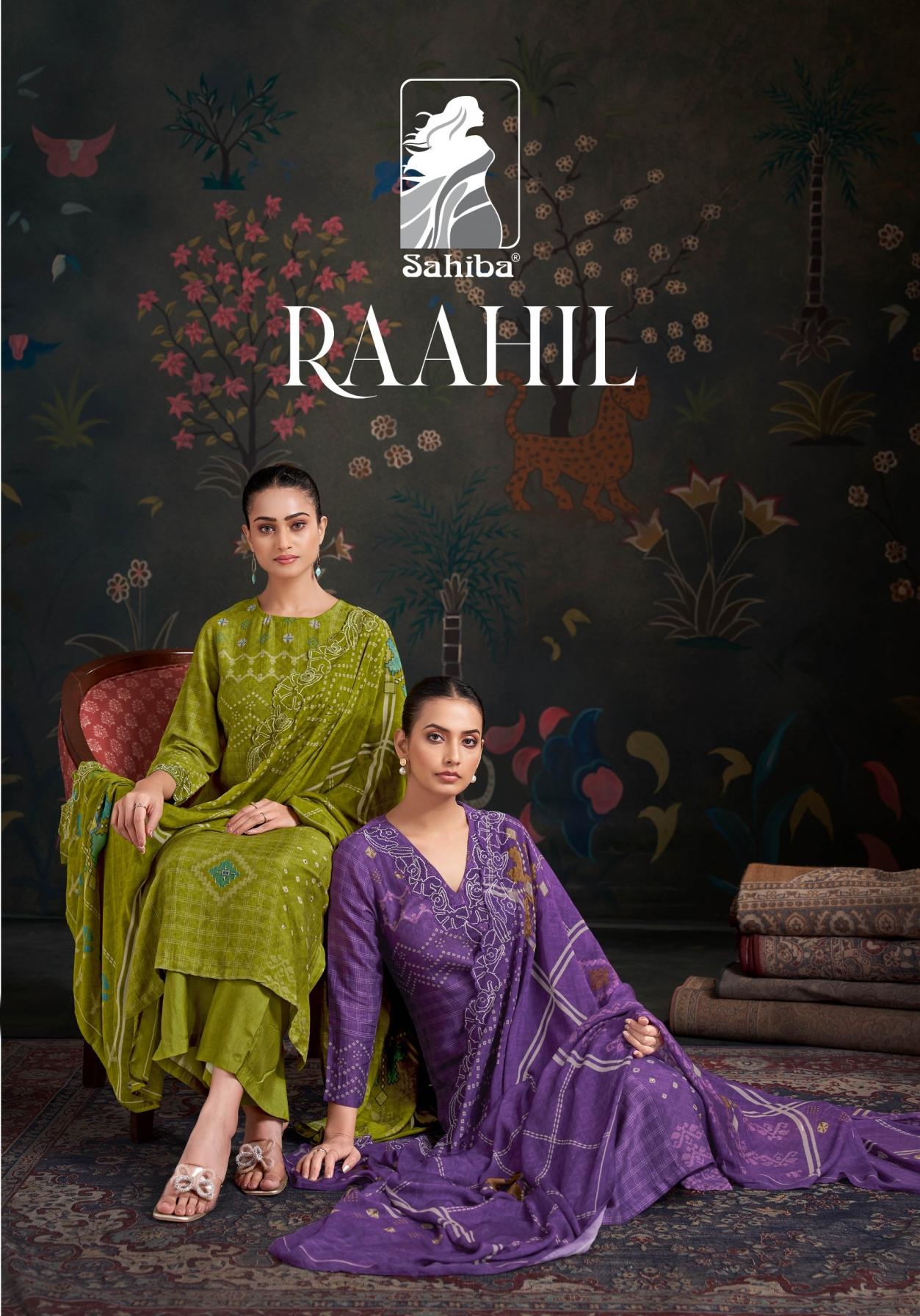 sahiba raahil series 3002 to 3008 shimmer silk hit design salwar kameez in wholesale surat