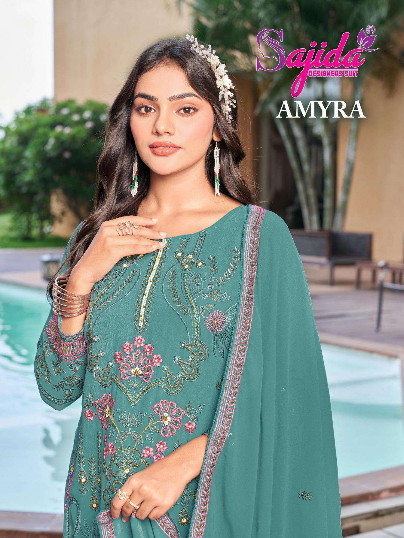 sajida designer amyra vol 1 series 1116 to 1118 readymade fox georgette pakistani big size suit in wholesale surat