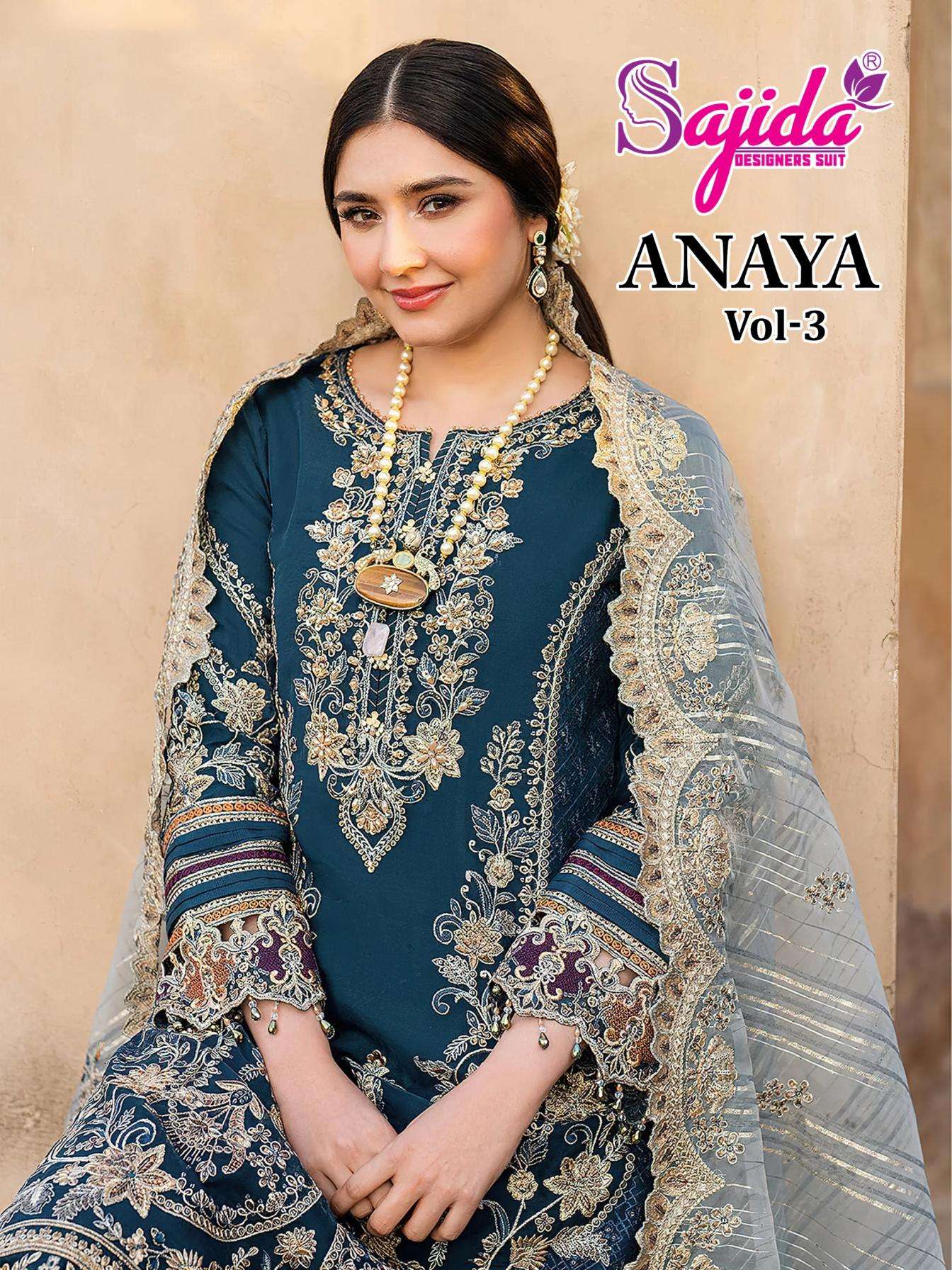 sajida designer anaya vol 3 series 1116 to 1118 georgette pakistani suit in wholesale surat